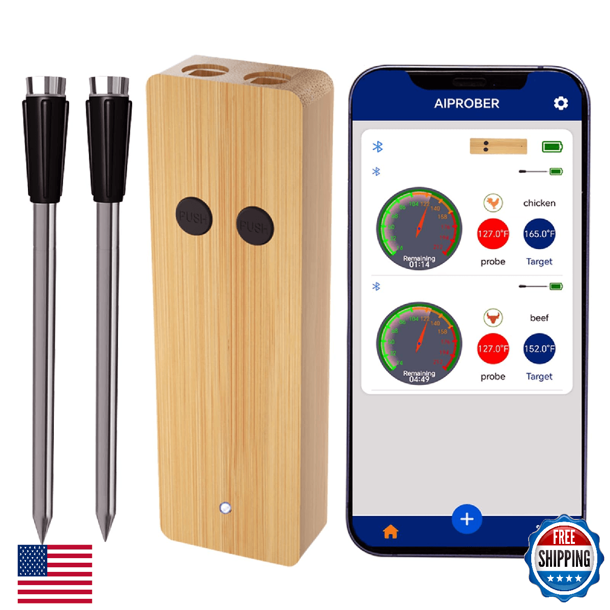 Wireless Meat Thermometer for Grilling and Smoking, 800FT Bluetooth Thermometer - Image 1