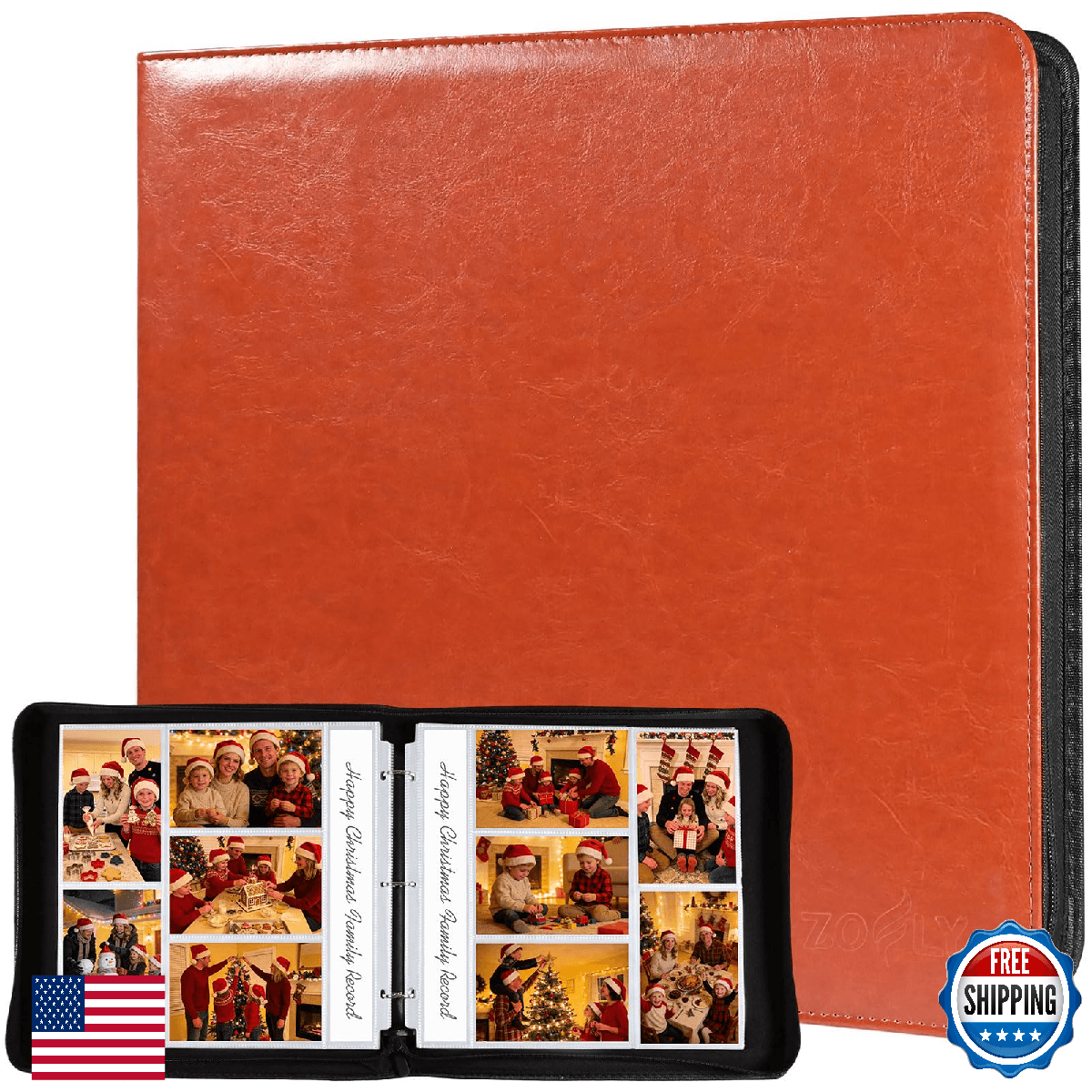 Zofly 4x6 Photo Album for 3-Ring Binder – Zippered Leather Picture Albums Kit wi - Image 1