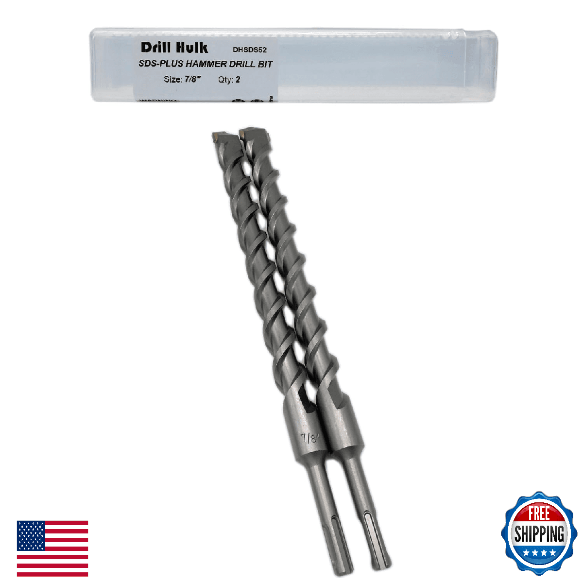 7/8" x 12" SDS-Plus Carbide-Tipped Rotary Hammer Drill Bit for Concrete (2 Pk) - Image 1