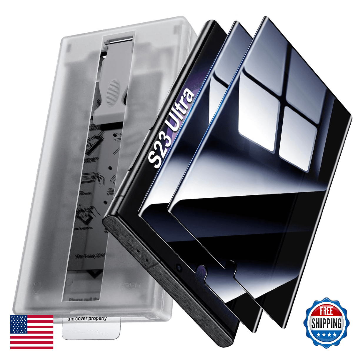 X-it Galaxy S23 Ultra S22 Ultra Privacy Screen Protector Auto Alignment Dust Rem - Image 1