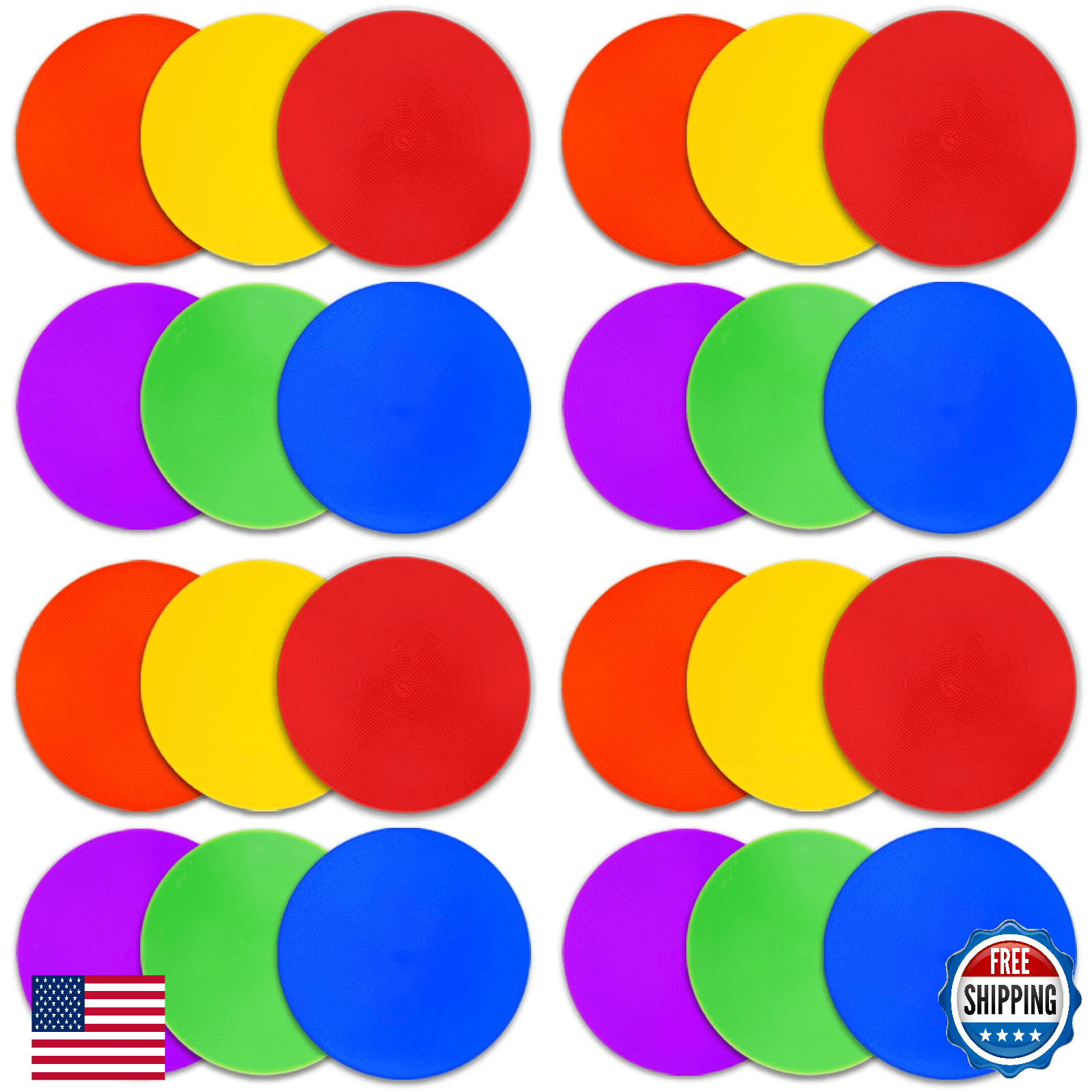Vhxorrz Poly Spot Markers 9 inch 24 Pcs Non-Slip Rubber Agility Markers Flat Fie - Image 1