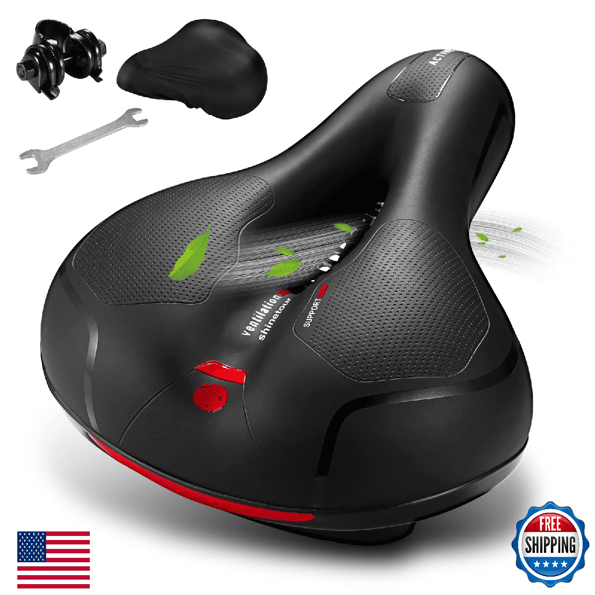 Comfortable Bike Seat Cushion w/ Dual Shock Absorbing Ball & Memory Foam - Image 1