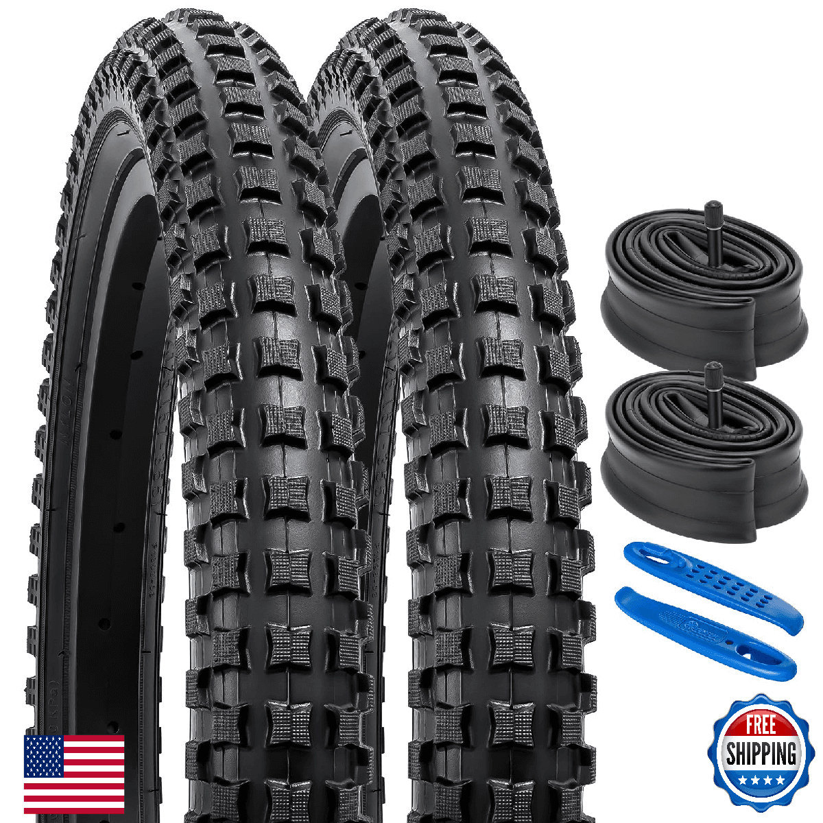 YUNSCM 2-Pack 20" Bike Tires 20x2.25 & Tubes Schrader Valve Mountain Bicycle - Image 1