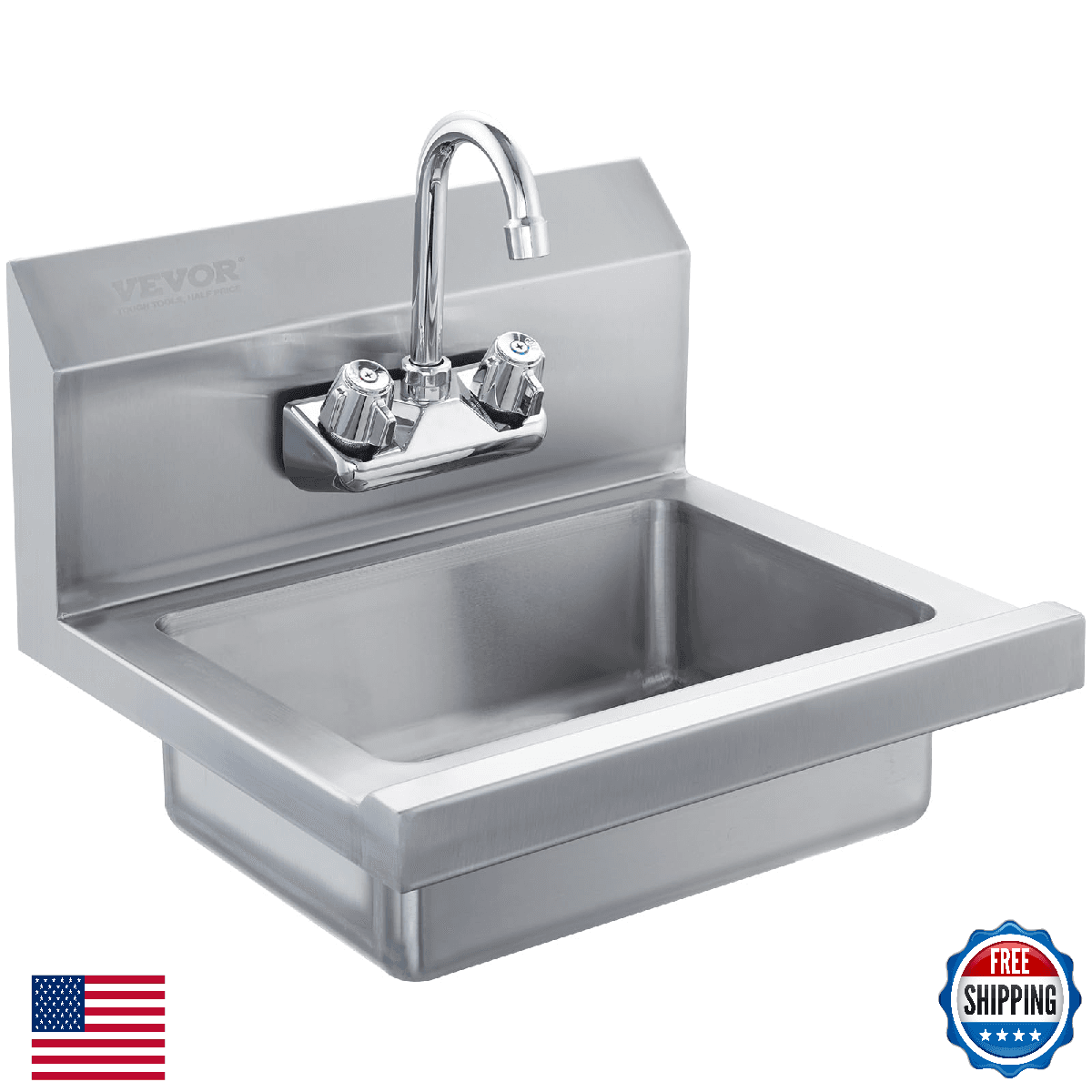 VEVOR Commercial Hand Sink with Faucet, Stainless Steel Sink for Washing, Small - Image 1