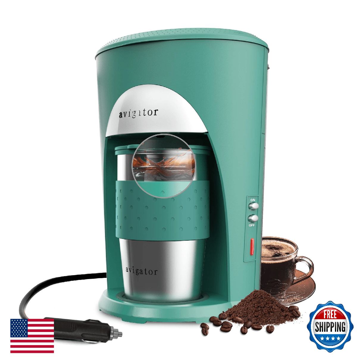 Navigator Portable 12V Coffee Maker for Car, Camping, Travel - Compact Drip - Image 1