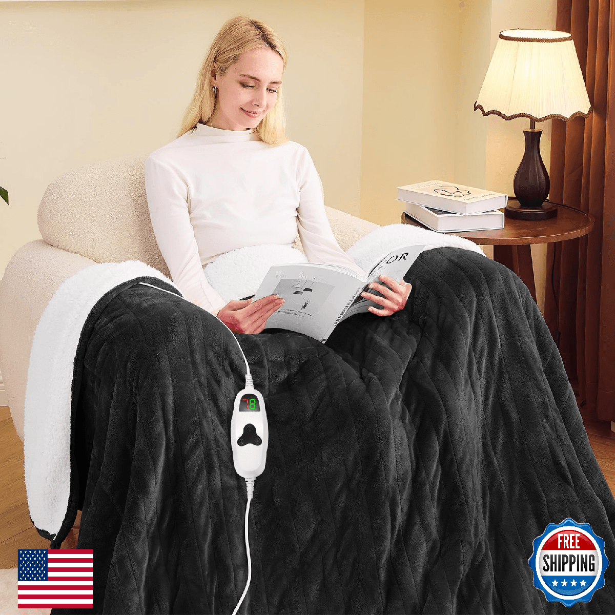 greenoak Heated Blanket Electric Twin 62"X84", Heating Blanket with 10 Heat Leve - Image 1