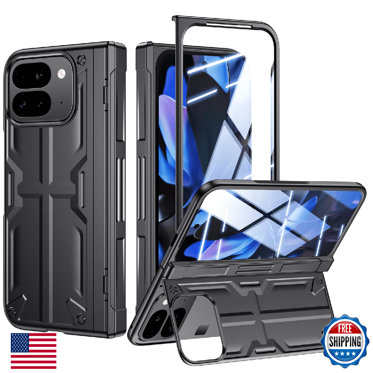 Kaiiecal Pixel 9 Pro Fold Case Stand Slim Hinge Cover Screen Protector Wireless - Image 1