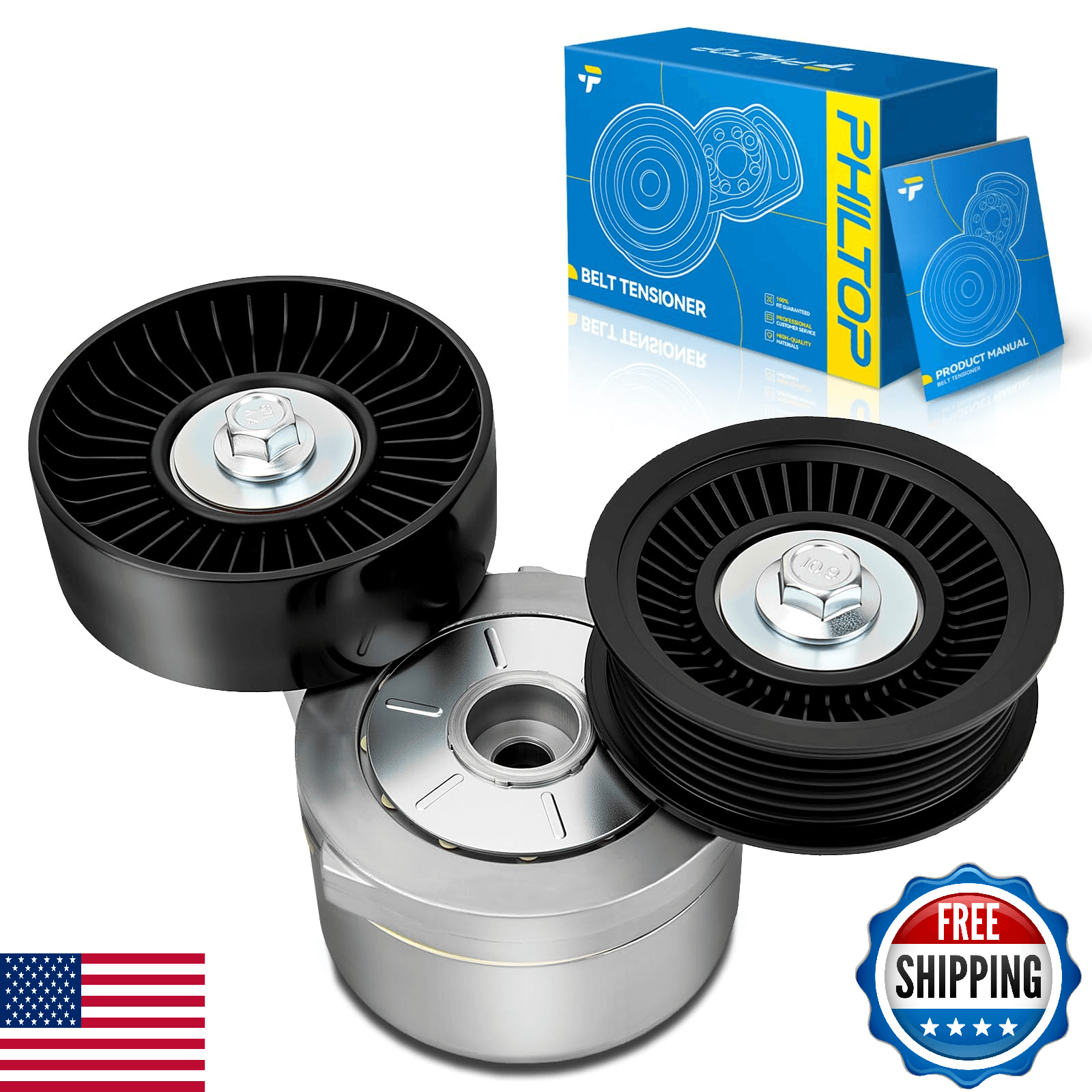 PHILTOP Belt Tensioner Pulley Assembly 53030958AC For Dodge Jeep Ram 2004-2010 - Image 1