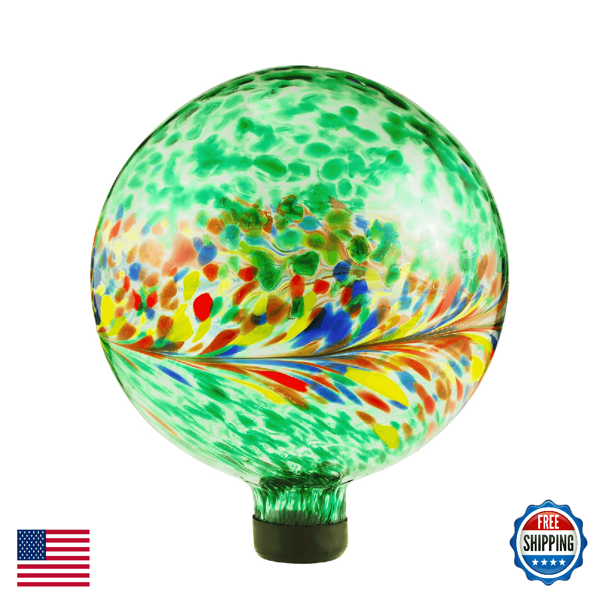 VOREEN 10-Inch Glass Gazing Ball, Outdoor Gazing Globe, Handmade Reflective Ball - Image 1