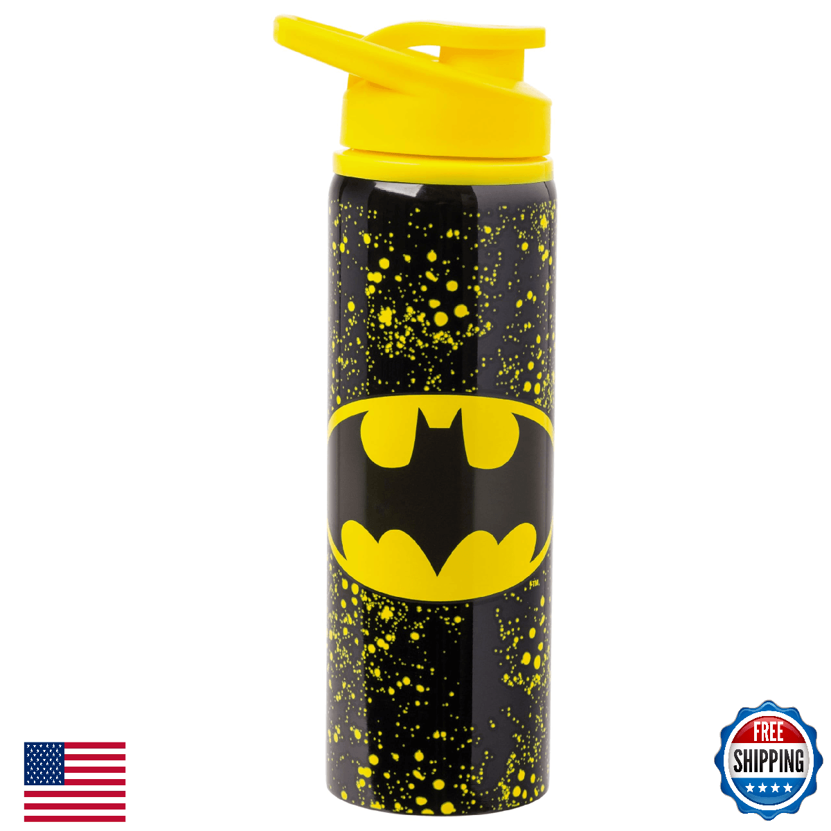 Silver Buffalo Batman Logo 25oz Stainless Steel Water Bottle Handle - Image 1