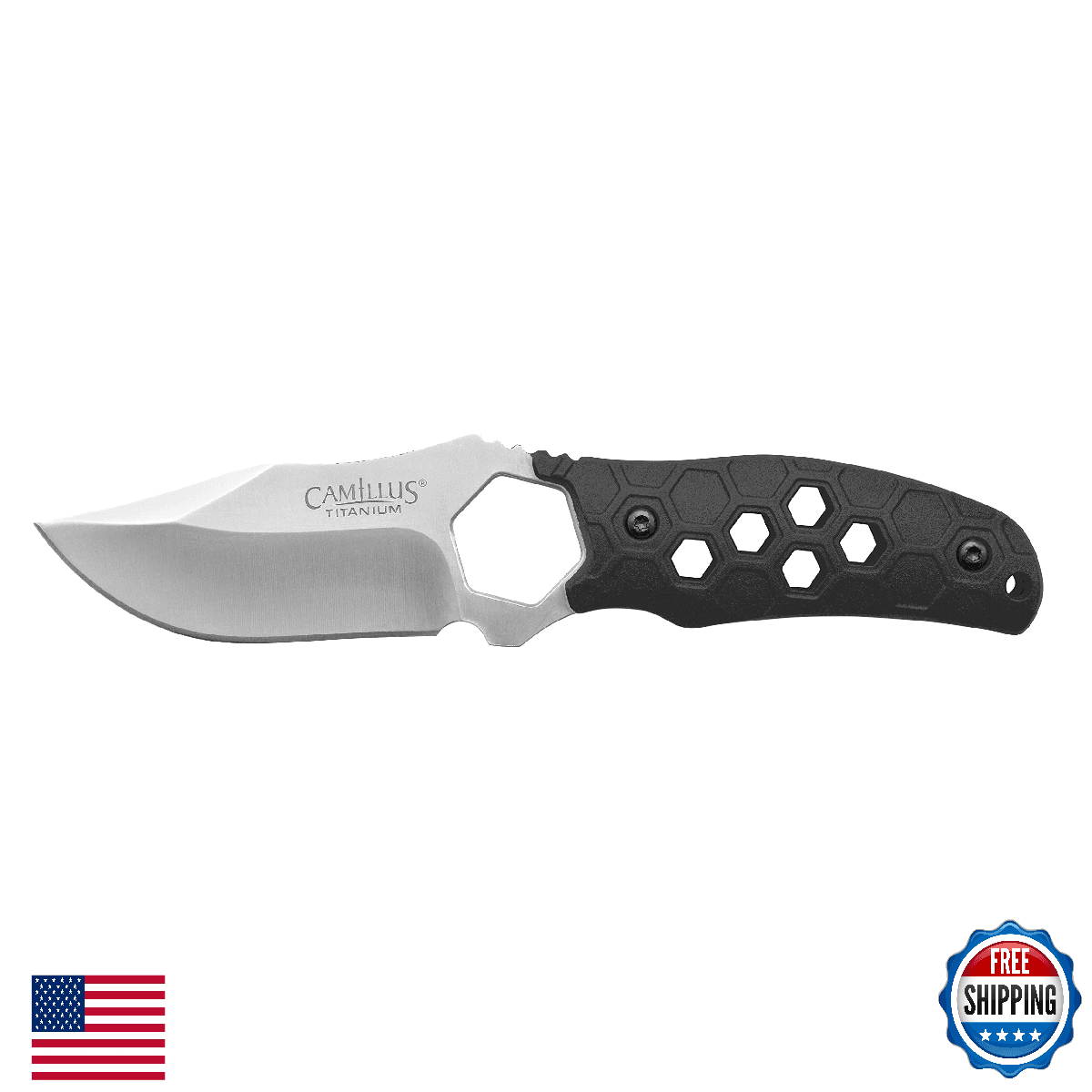 Camillus Comb 7.25" Clip Point 420 Stainless Steel Fixed Blade Knife Sheath - Image 1