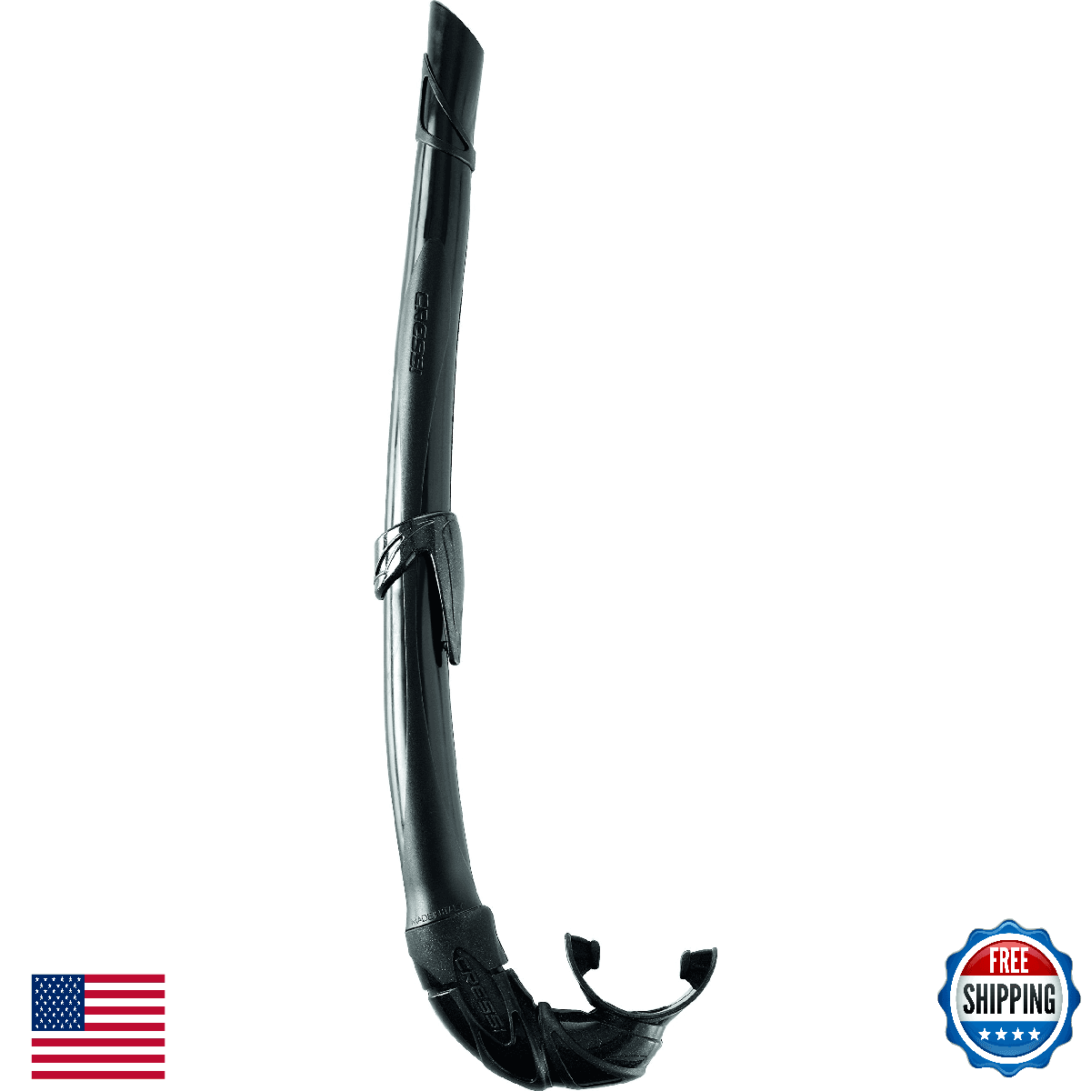 Cressi Corsica Snorkel for Freediving Spearfishing Scuba - Black - Image 1