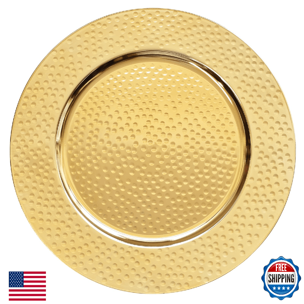 Opexscal 13" Hammered Charger Plates Gold Set of 6 Elegant Dinner Plate Chargers - Image 1