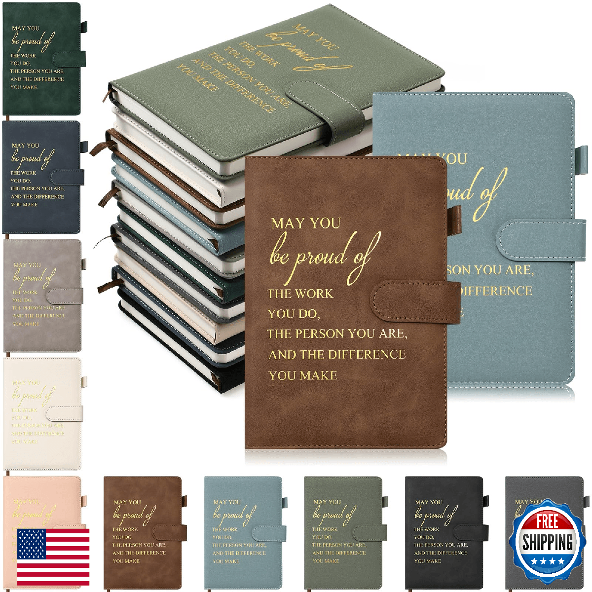 Roowest 10 Pcs Employees Appreciation Gifts Motivational A5 Leather Journal Note - Image 1