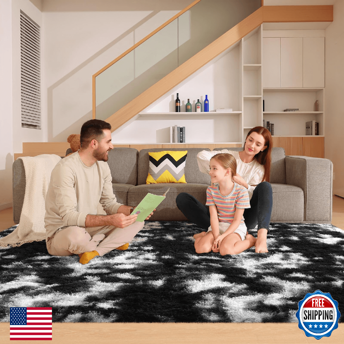Mhyup 6x9 Area Rugs for Living Room Fluffy Large Rugs Bedroom Soft Shag Fuzzy No - Image 1