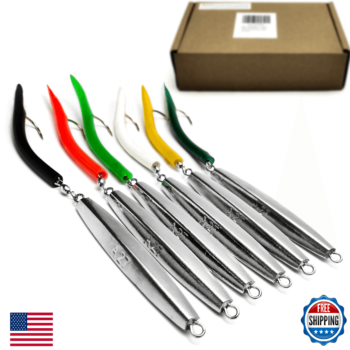 VMSIXVM Diamond Jigs 1-16oz Saltwater Flat Metal Jigging Spoon Fishing Lure - Image 1