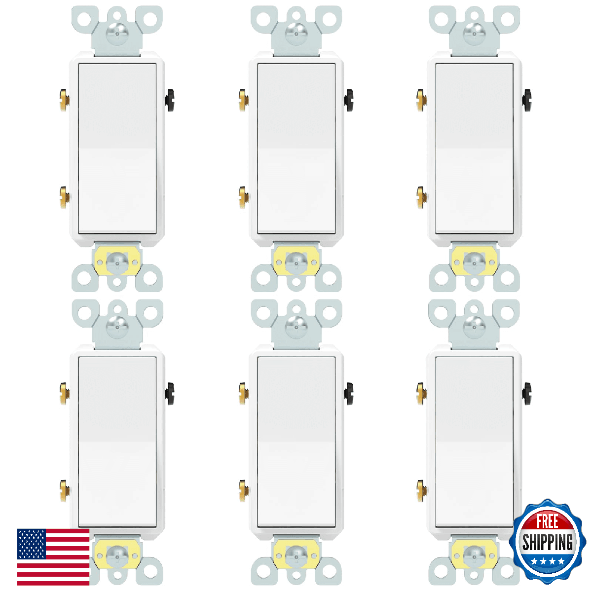 ThunderWay 3 Way Decorator Light Switch, 20A 120V/277V, Three Way White Paddle R - Image 1