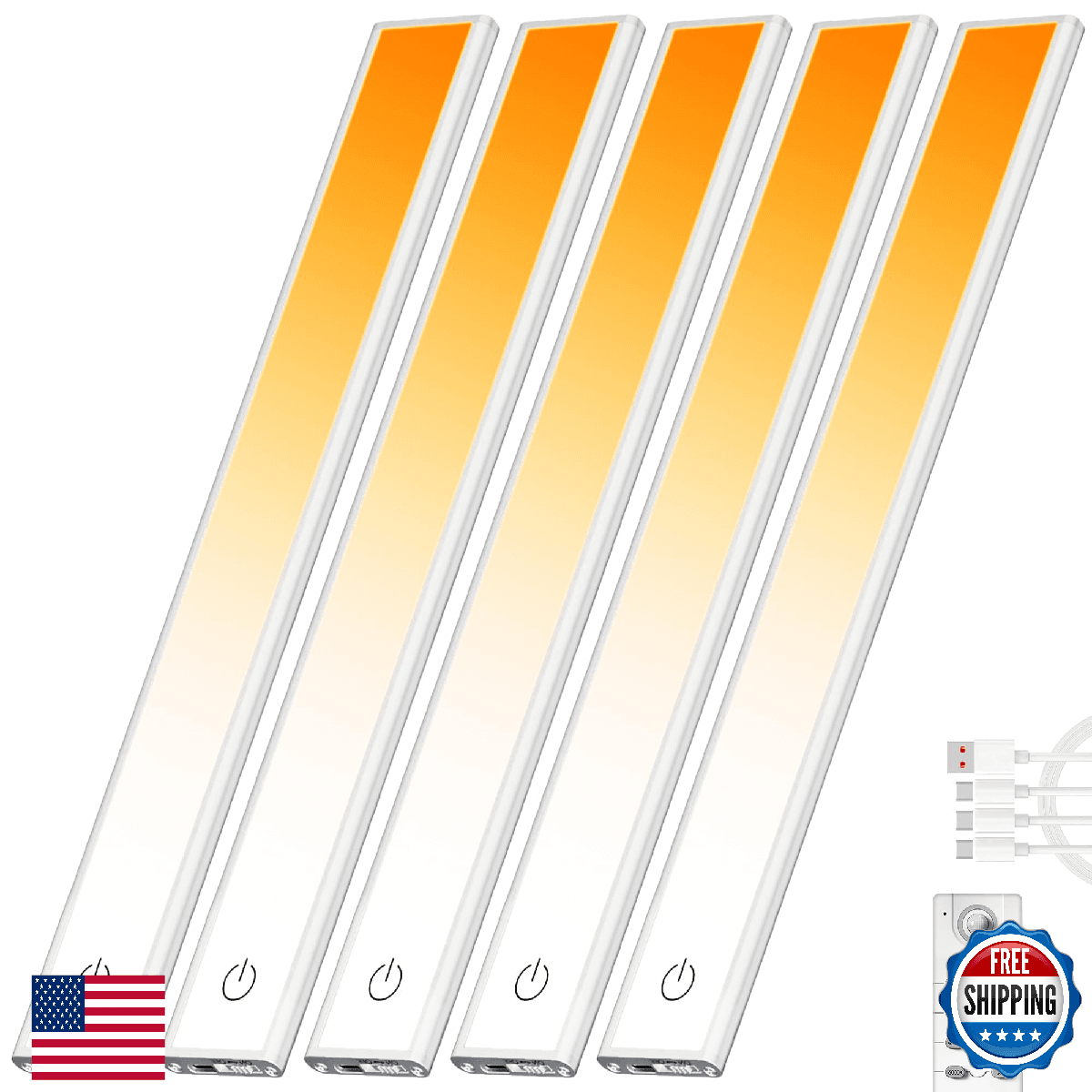 66 LED Under Cabinet Lights Wireless with Full Lighting,Rechargeable Closet Ligh - Image 1