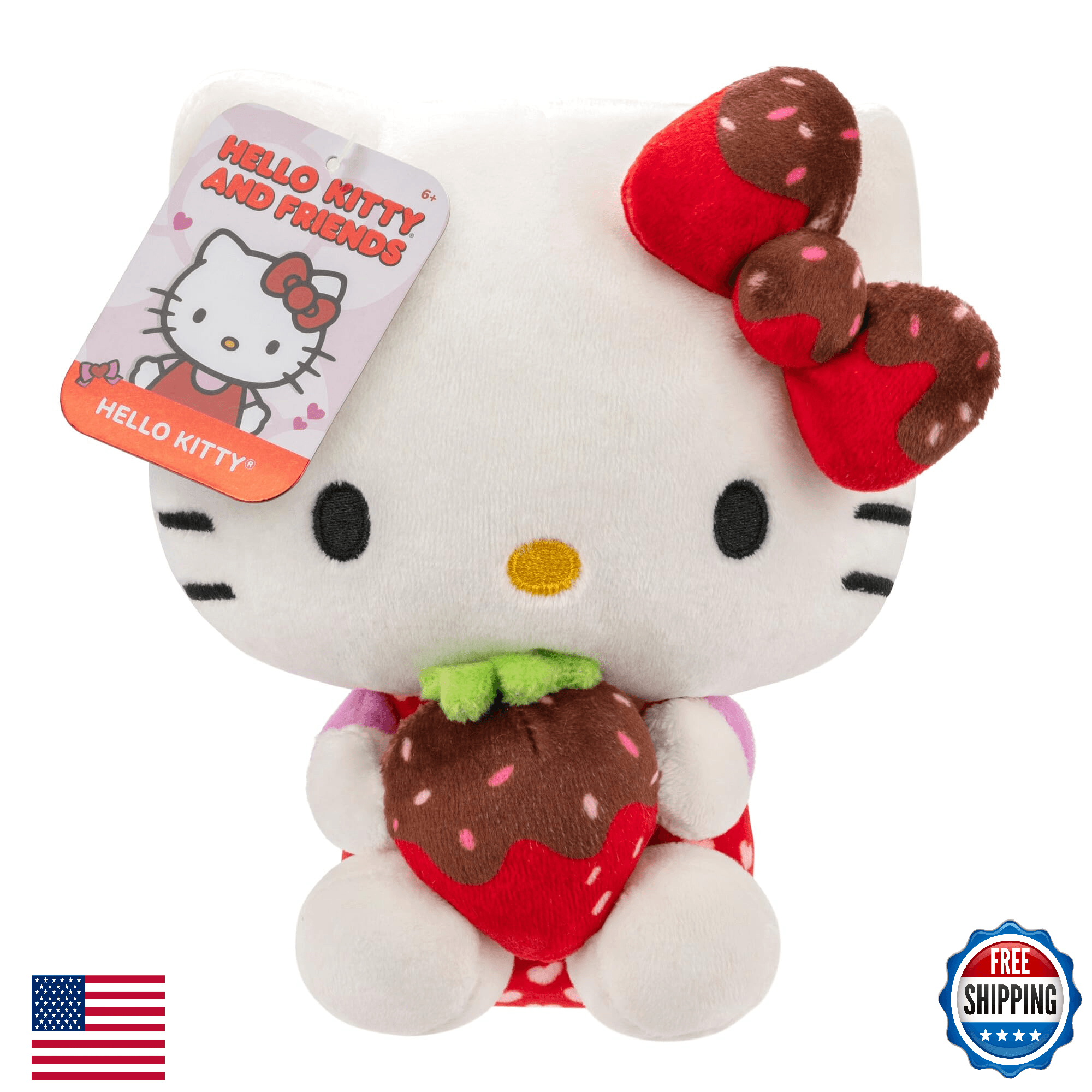 Hello Kitty & Friends 8" Valentine Plush w/Chocolate Covered Strawberry - Image 1