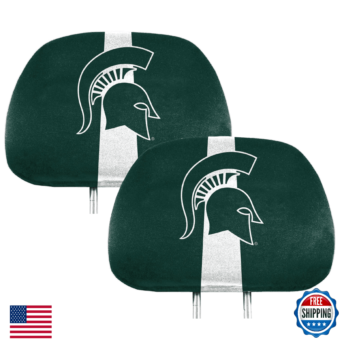 FANMATS Michigan State Spartans Headrest Cover Set 2PC 10x14 - NCAA Team Pride - Image 1