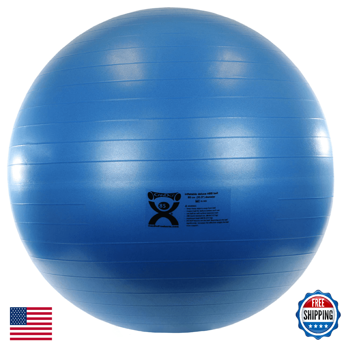 CanDo Inflatable Exercise Ball - Blue, 33.5", Thick, Non-Slip, Stability, 450lb - Image 1