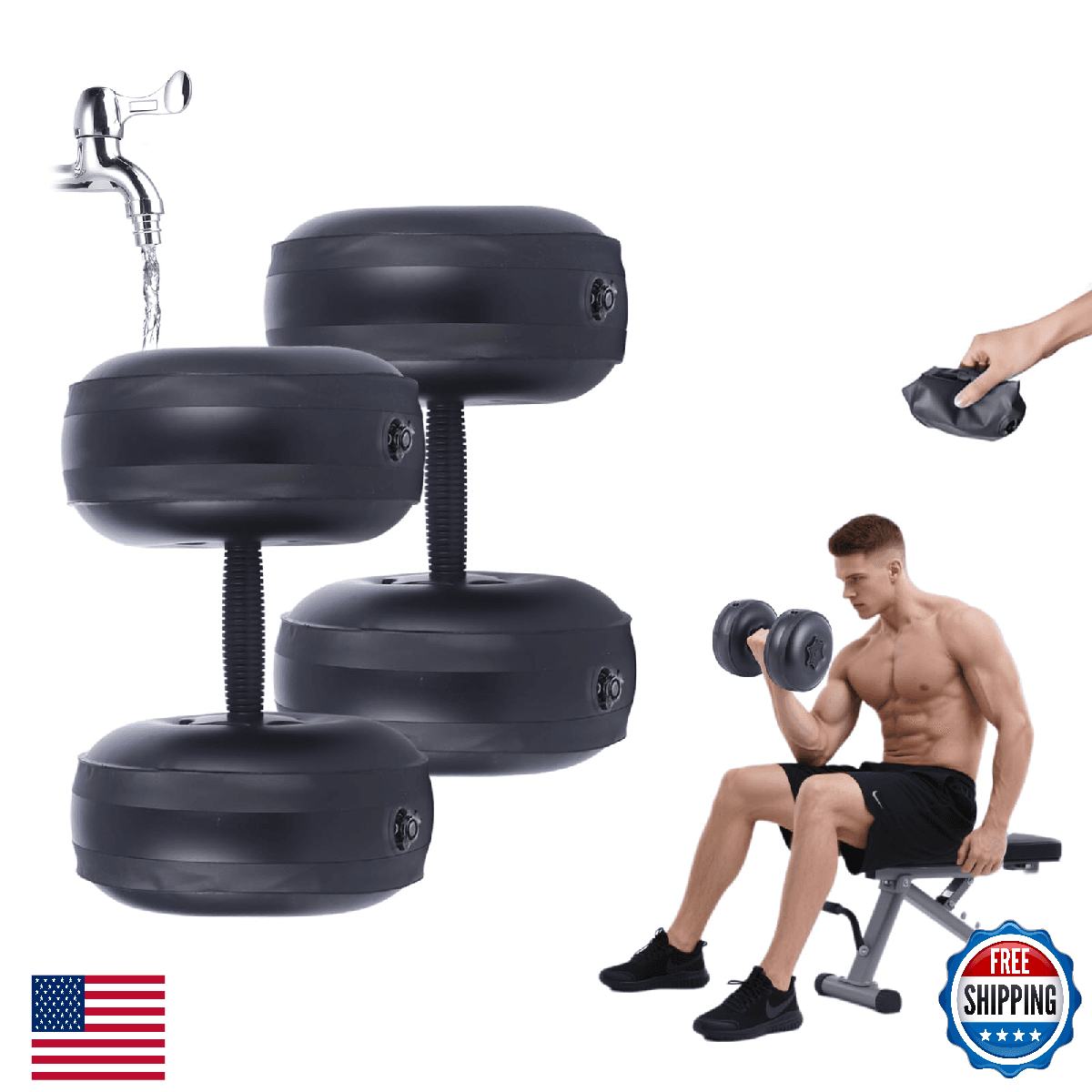 Deiris Portable Water Filled Adjustable Dumbbells Set Travel Strength Training - Image 1
