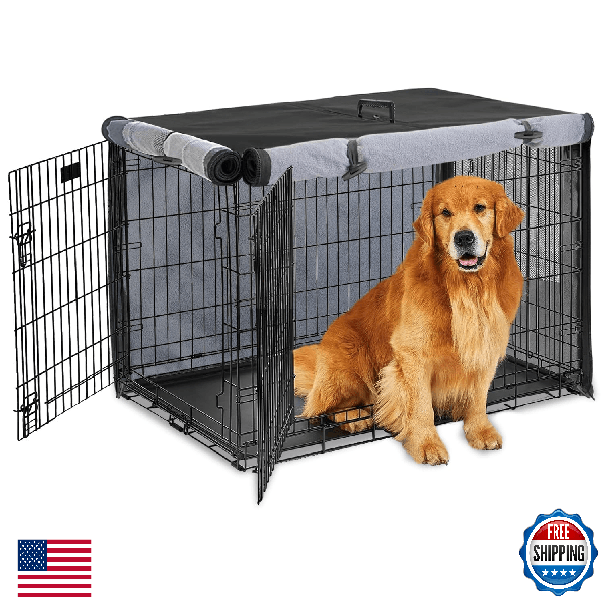 Heavy Duty Polyester Dog Crate Cover 48 inch Waterproof Frostproof Winter Indoor - Image 1