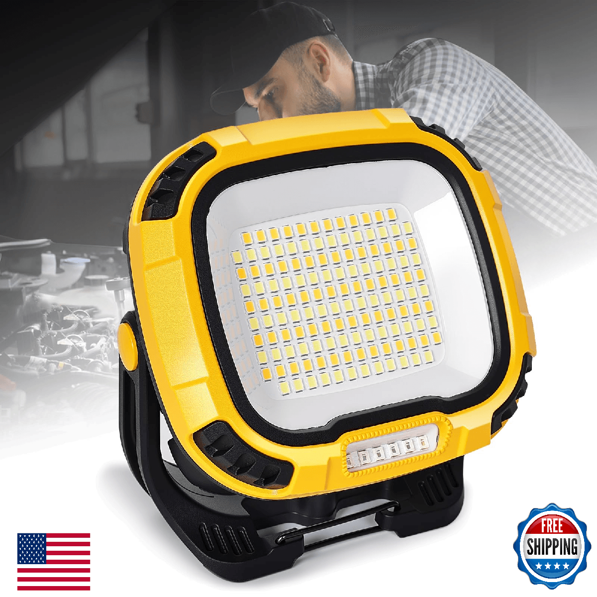 6000mAh Magnetic Work Light Rechargeable with 4000 Lumen IP65 Waterproof, 30H Ru - Image 1