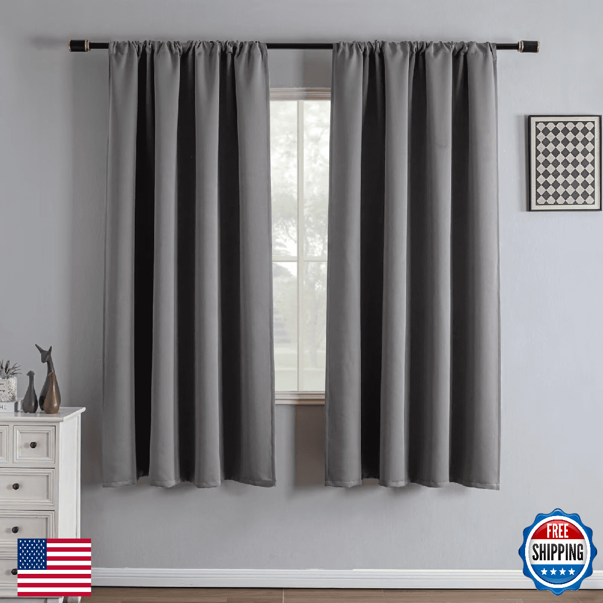 IGEMAEVE Blackout Curtains 72 Inch Length 2 Panels Set, Black Out Curtains for B - Image 1