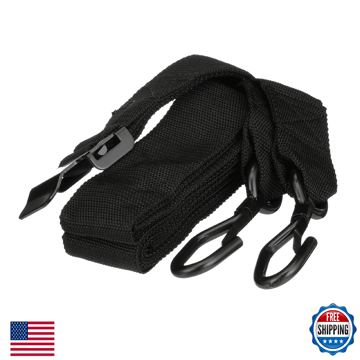 Seachoice Gunwale Tie Down Boat Strap 16 ft Black Polyester J-Hook Quick Release - Image 1