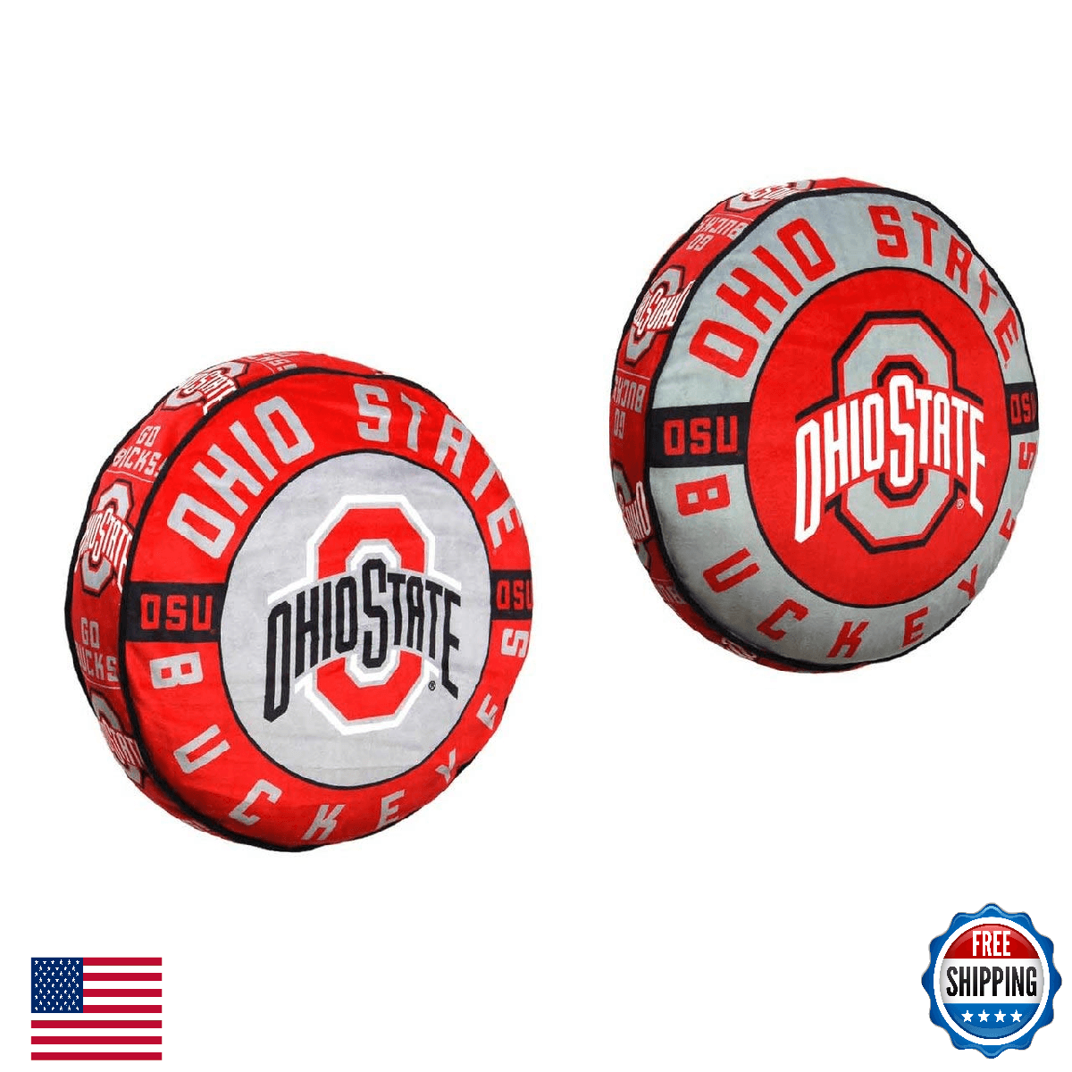 Northwest NCAA Ohio State Buckeyes 15" Round Cloud Pillow - Team Colors - Image 1