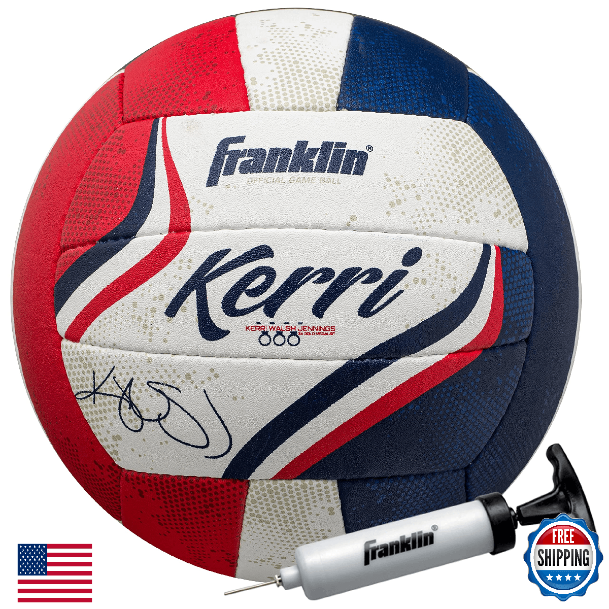 Franklin Sports Kerri Walsh Official Beach Volleyball, USA Colors, Pro Design - Image 1