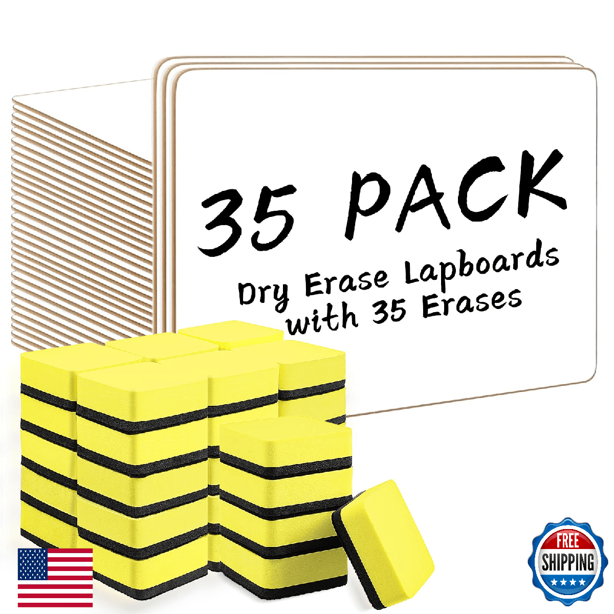 Dry Erase Lapboards, HERKKA 35 Pack Double Sided Small Dry Erase Whiteboards 9 x - Image 1