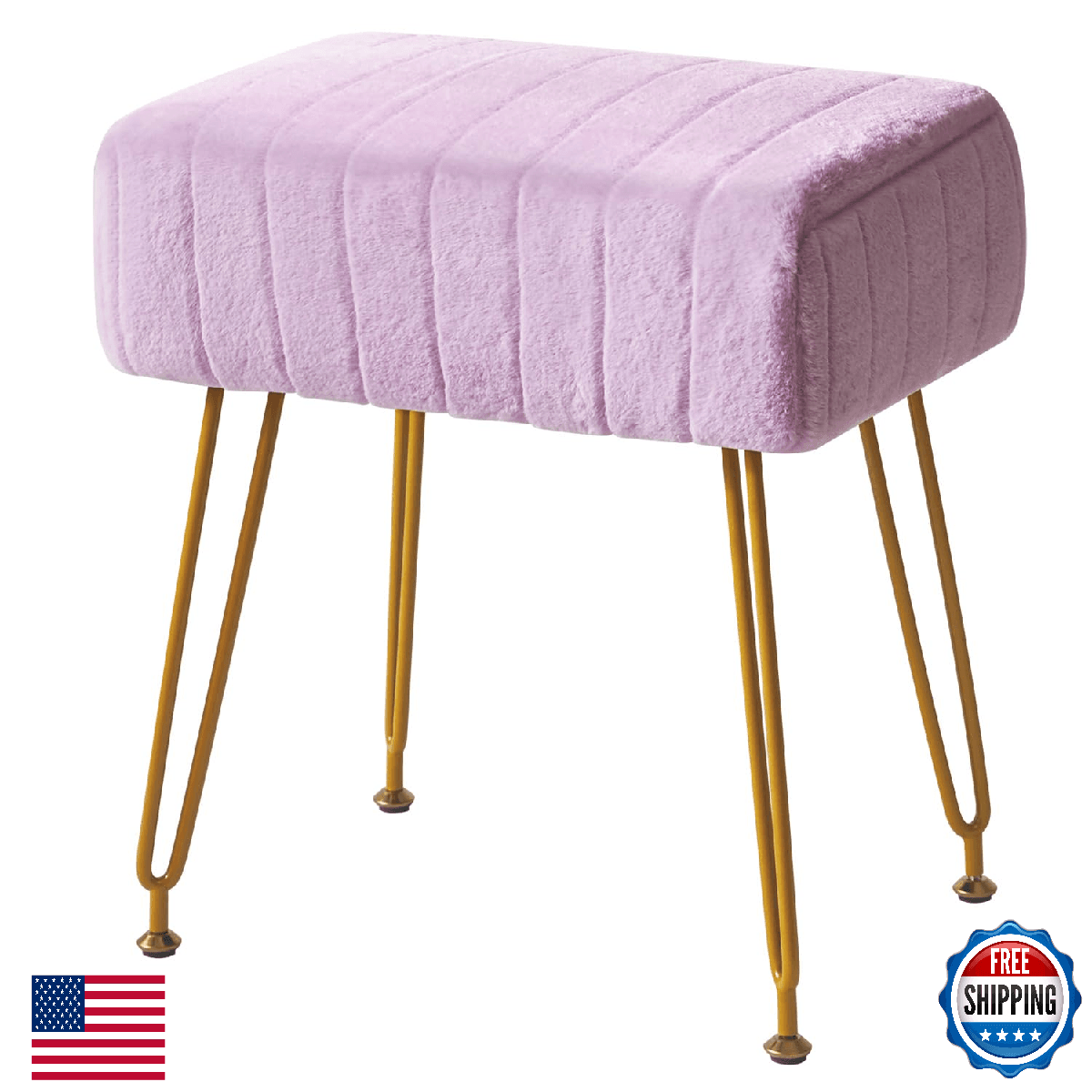 IBUYKE Velvet Rectangular Footrest Stool Ottoman, Makeup Vanity Stool Side Table - Image 1