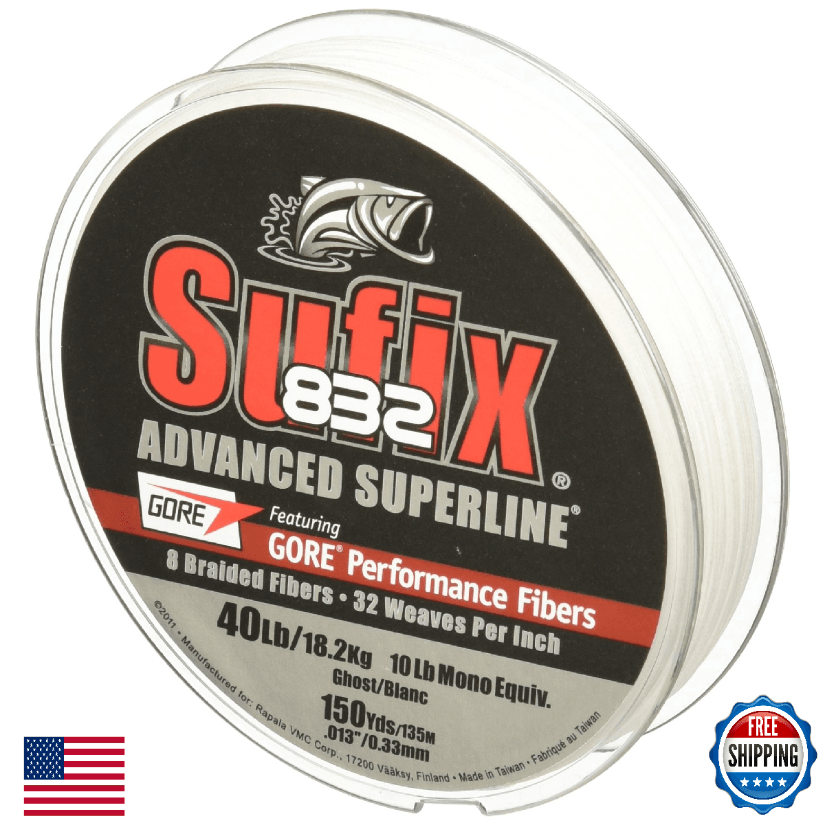 Sufix 832 Braided Fishing Line 6 lb Ghost 150 yds - R8 Precision - Image 1
