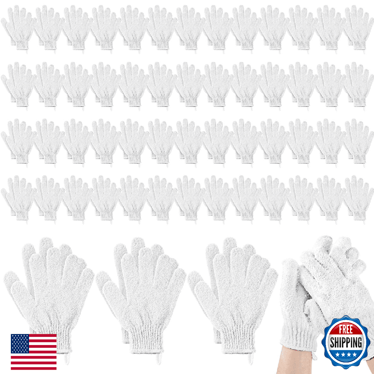 Didaey 104 Pcs Exfoliating Shower Gloves with Hanging Loop Body Scrubber Dead Sk - Image 1