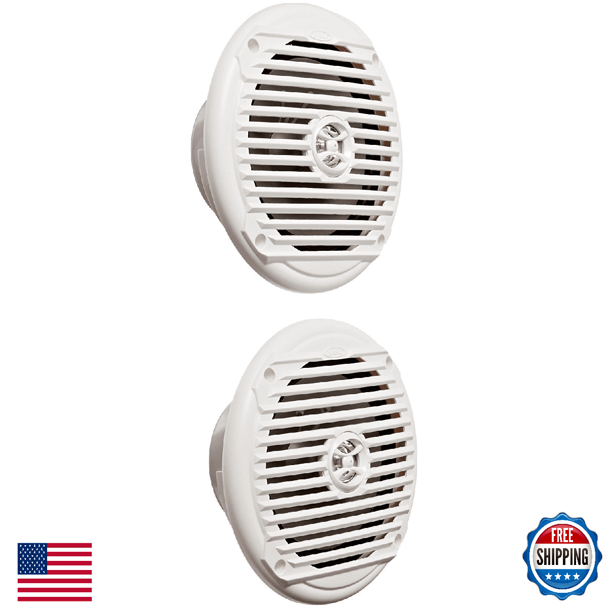 Jensen MS6007WR 6.5” Coaxial Marine Speakers, 60 Watts, White, Sold as Pair - Image 1
