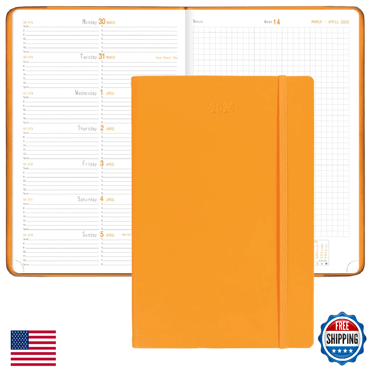 Rhodia Webplanner 2026 Calendar Weekly Organizer Orange Cover 6.25 x 9.38" - Image 1