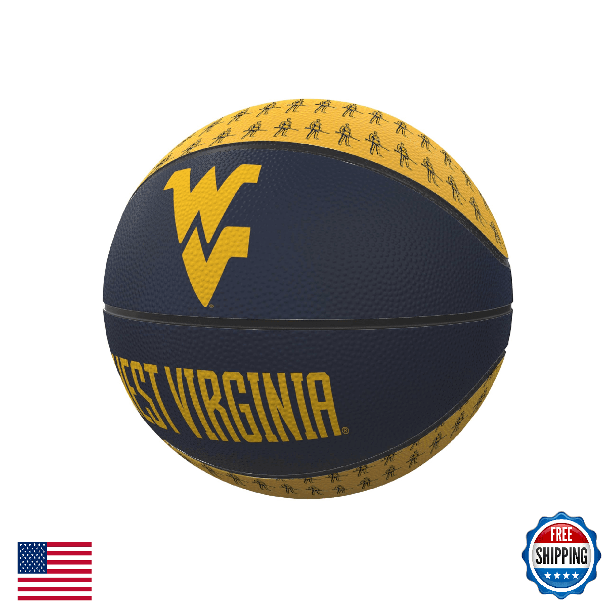 Logo Brands West Virginia Mountaineers Repeating Logo Mini Rubber Basketball - Image 1