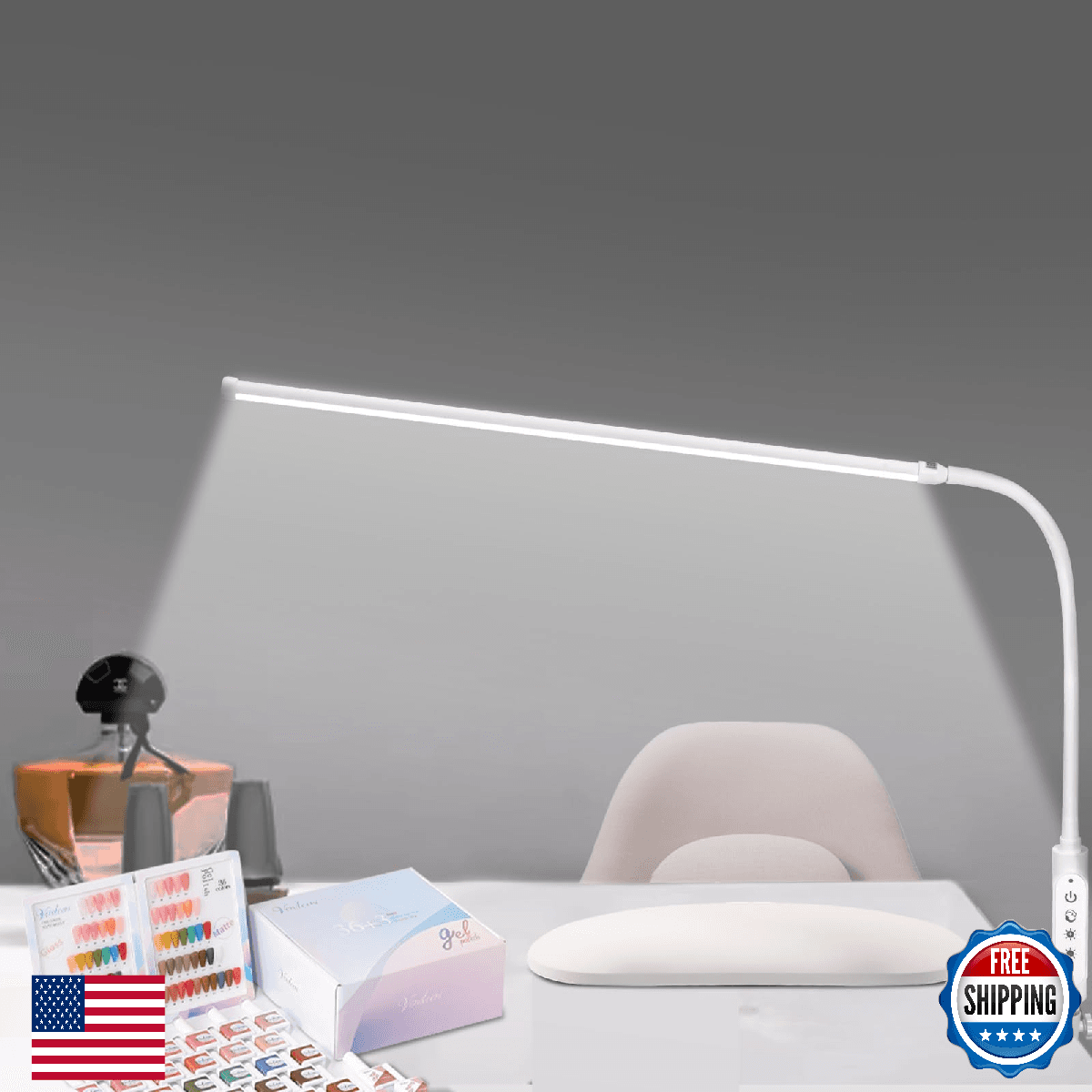 CGBE Nail Light for Desk: 360° Adjustable Nail Lamp for Desk with 3 Color Modes - Image 1