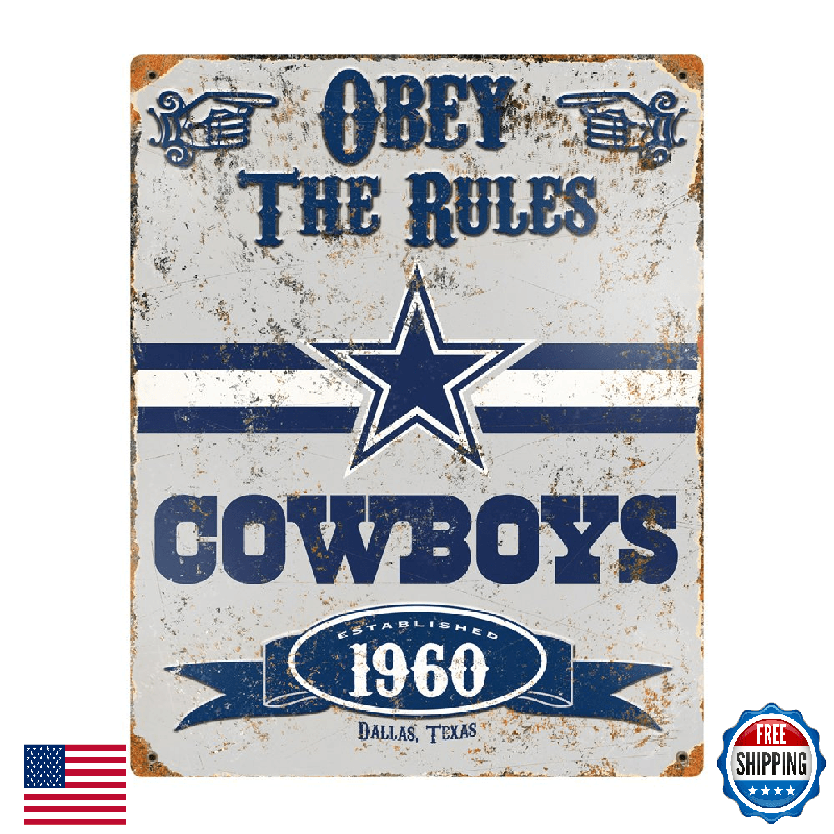 Party Animal NFL Embossed Metal Vintage Dallas Cowboys Sign - Image 1