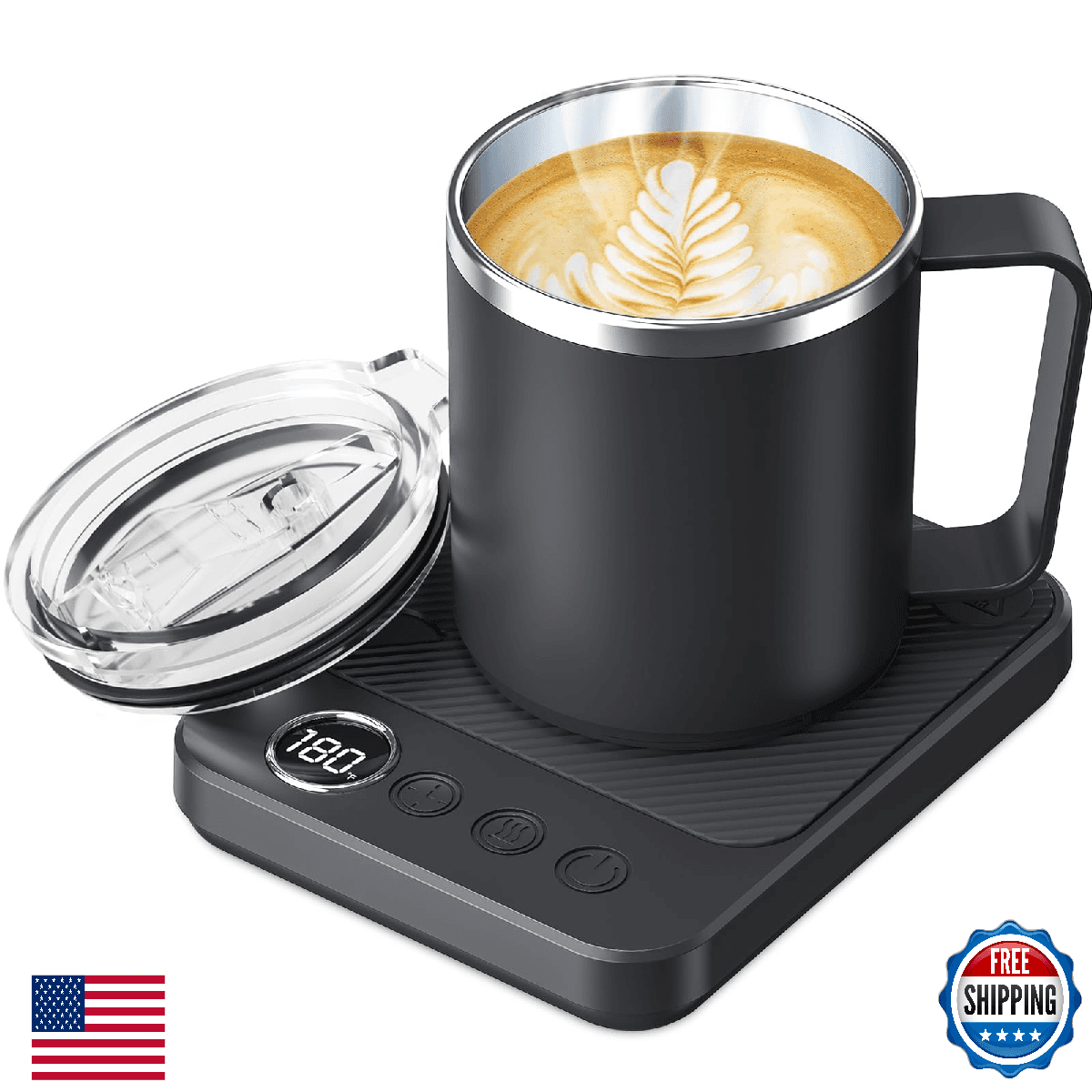 Felibeaco Coffee Mug Warmer Set, 16oz Heated Mug, Desk Cup Warmer 130-180°F - Image 1