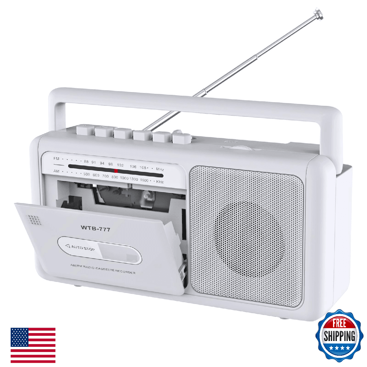 Cassette Tape Player and Tape Cassette Recorder with Bluetooth Boombox, AM/FM Ra - Image 1