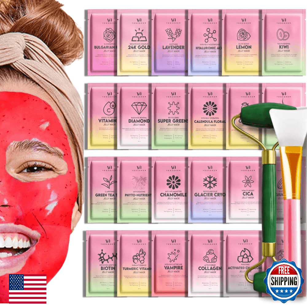 Jelly Mask for Facials - 24 Flavors Hydrating Face Mask Spa Treatment Gift - Image 1