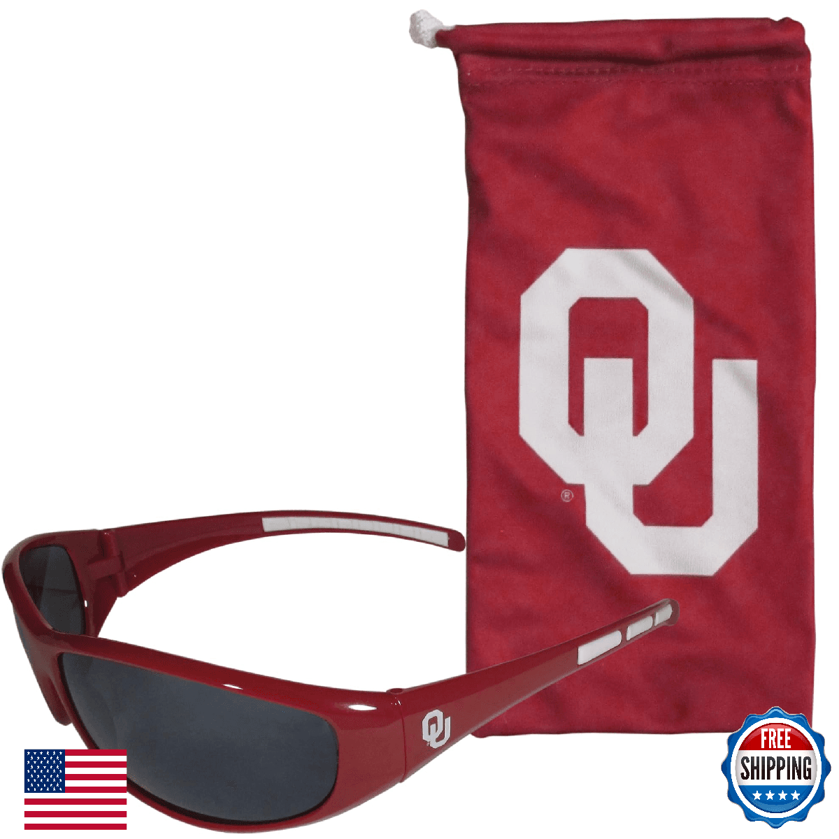 Siskiyou Sports NCAA Oklahoma Sooners Adult Sunglass & Bag Set, Red - Image 1