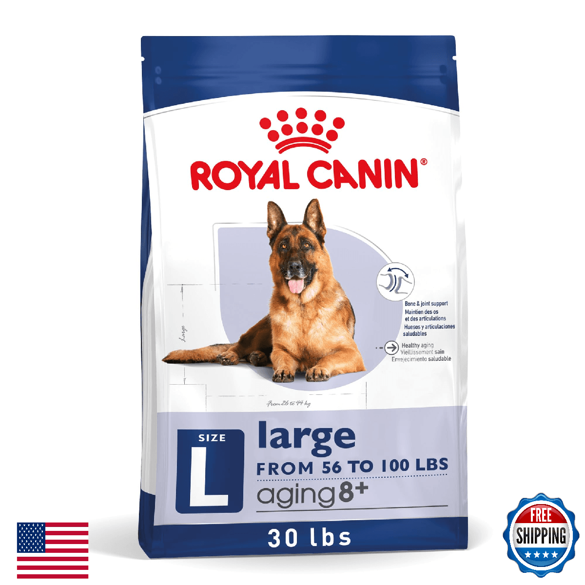 Royal Canin Size Health Nutrition Large Aging 8+ Senior Dry Dog Food, 30 lb Bag - Image 1