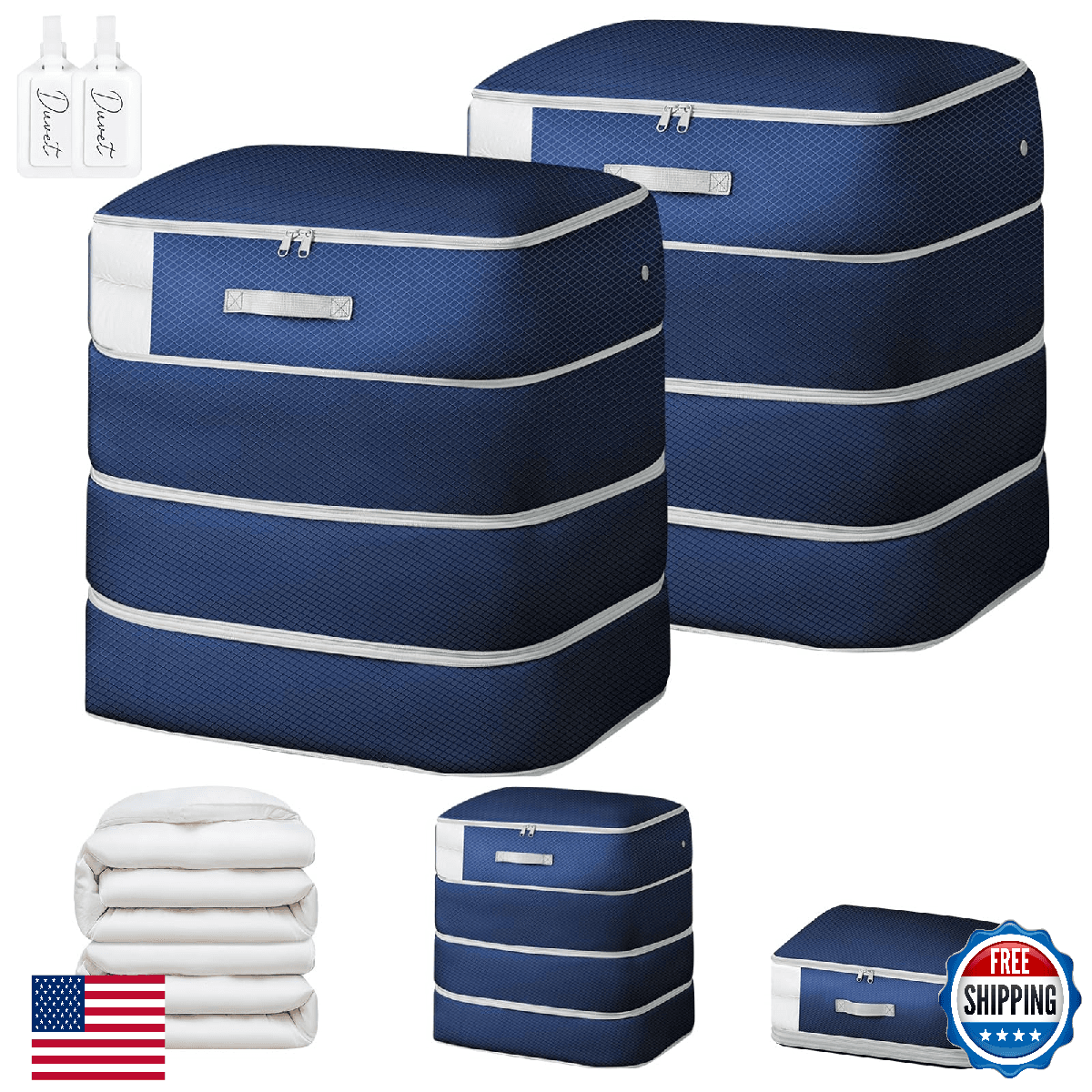 Easortm Comforter Storage Bag - Large Capacity Blanket Storage Bags 4-Layer Ultr - Image 1