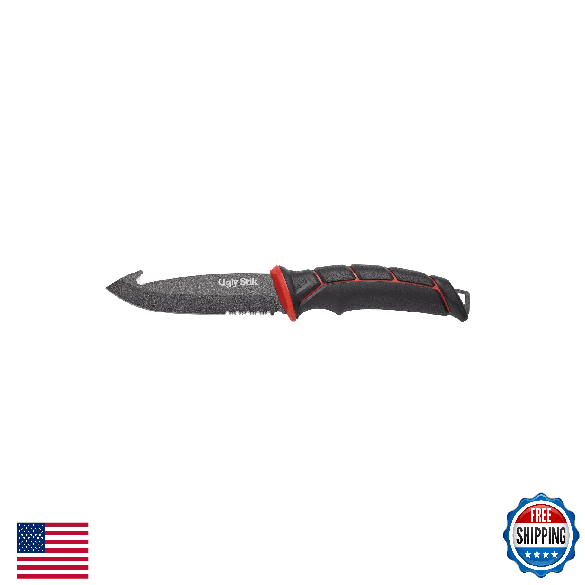 Ugly Stik Tools Gut Hook Bait Fishing Knife Black, 7-Year Warranty - Image 1