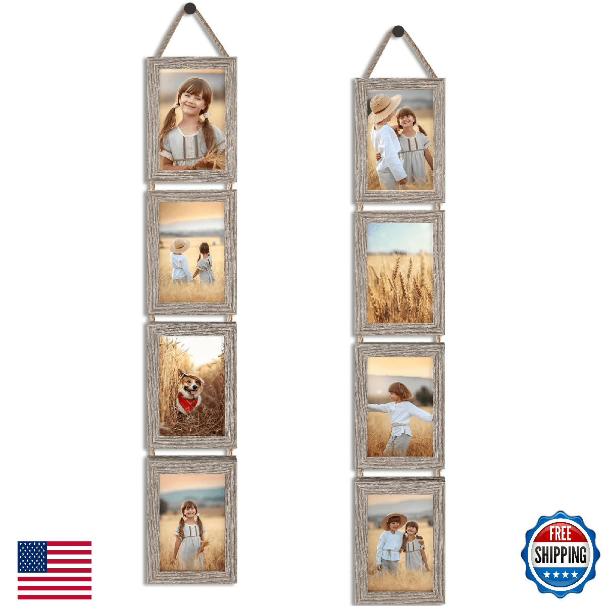 QUTREY 4x6 Hanging Picture Frames Collage Set of 2, 4 Openings 4 x 6 Photo Frame - Image 1