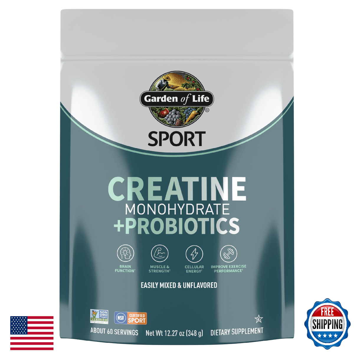 Garden of Life Creatine Monohydrate Powder Micronized Pre Workout Probiotics Mus - Image 1